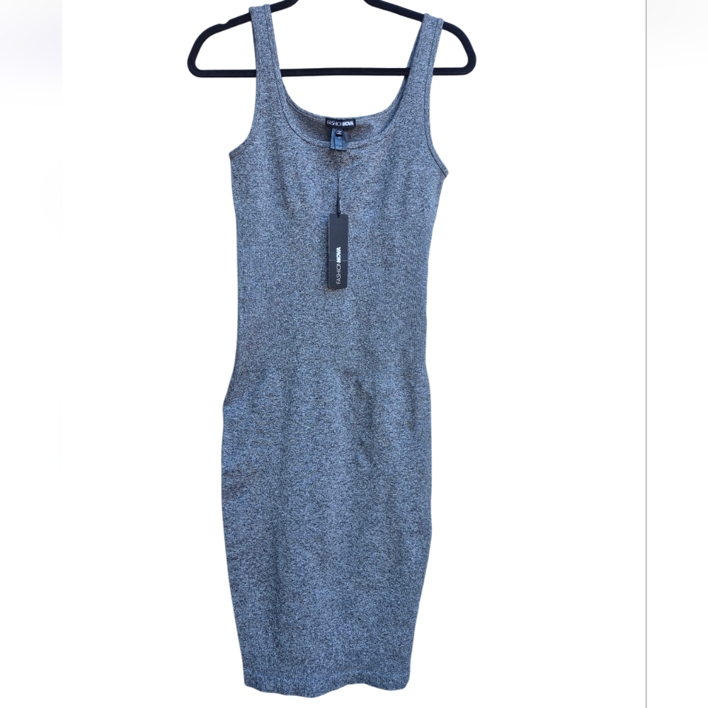 Fashion Nova Sleevless Gray Bodycon Dress L/XL